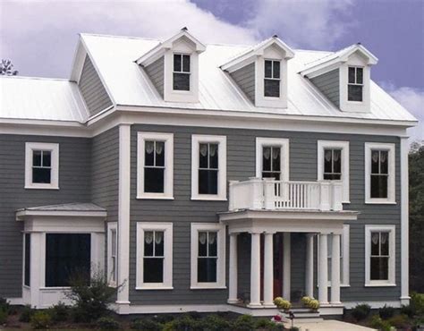 exterior house colors with metal roof|gray metal roof white house.